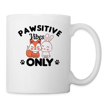 Tiere Pawsitive Vibes Nur Geschenk - Tasse - Weiß - Rechts