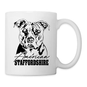 AMERICAN STAFFORDSHIRE Portrait Hunde Wilsigns - Tasse - Weiß - Rechts