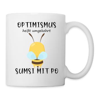 Biene Optimismus Sumsi mit Po - Tasse - Weiß - Rechts