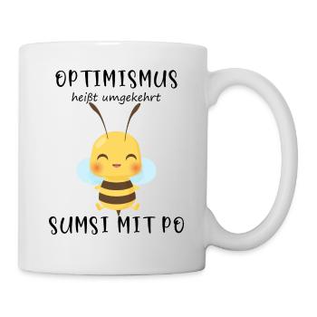 Biene Optimismus Sumsi mit Po - Tasse - Weiß - Rechts
