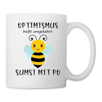 Biene Optimismus Sumsi mit Po - Tasse - Weiß - Rechts