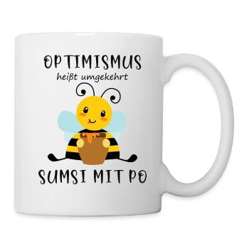 Biene Optimismus Sumsi mit Po - Tasse - Weiß - Rechts