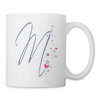 Glitzer Buchstabe M Monogramm M Initiale M Herz - Tasse - Weiß - Rechts