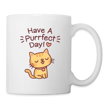 Süße Orange Tabby Katze, have a purrfect day funny - Tasse - Weiß - Rechts