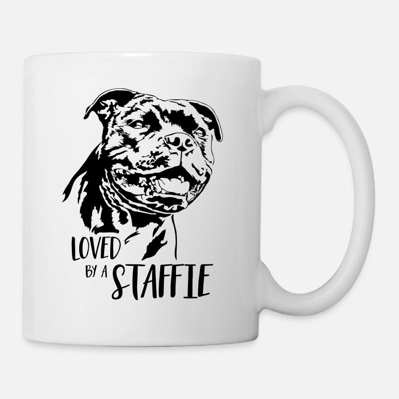 STAFFORDSHIRE BULL TERRIER aimé par un chien Staffie - Mug blanc - blanc