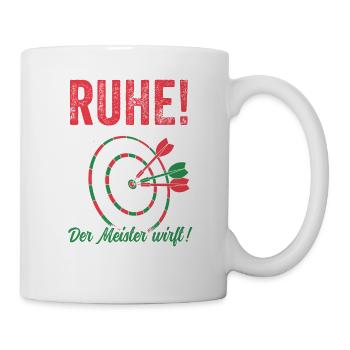 Dart - Ruhe der Meister wirft Sprüche Dartspieler - Tasse - Weiß - Rechts