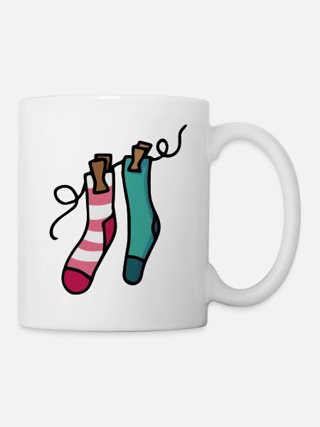 Chaussettes colorées Paire de chaussettes colorées Idée cadeau - Mug blanc - blanc