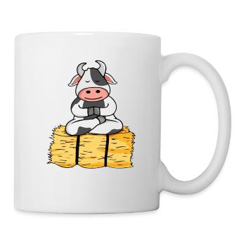 Cadeau de vache Femmes Vaches Méditez Yoga - Mug blanc - blanc - Droite