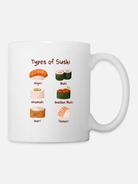 Aquarellmalerei Arten von Sushi - Tasse - Weiß