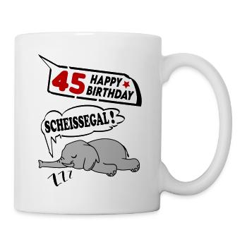 Geburtstag 45 Jahre Birthday Elefant Scheissegal - Tasse - Weiß - Rechts