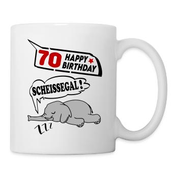 Geburtstag 70 Jahre Birthday Elefant Scheissegal - Tasse - Weiß - Rechts