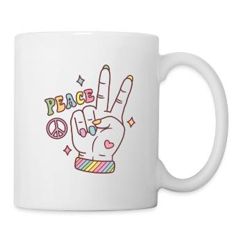 Rainbow Peace Hand Sign Subtle Pride - Mug - white - Right