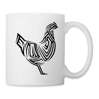 Huhn Tribal Tattoo - Tasse - Weiß - Rechts