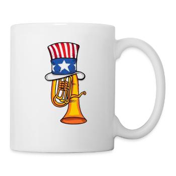 Tuba Musik USA 4th Of July Amerika Big Band Tuba - Tasse - Weiß - Rechts