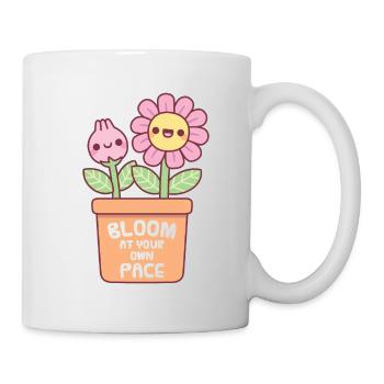 Niedliche Blume und Knospe blühen in Ihrem eigenen Tempo - Tasse - Weiß - Rechts