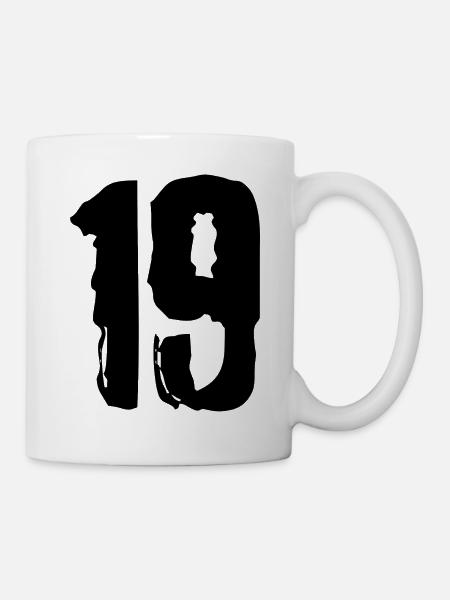 19 Zahl Trikot - Tasse - Weiß