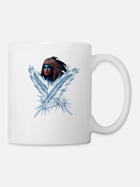 Federschmuck - Tasse - Weiß