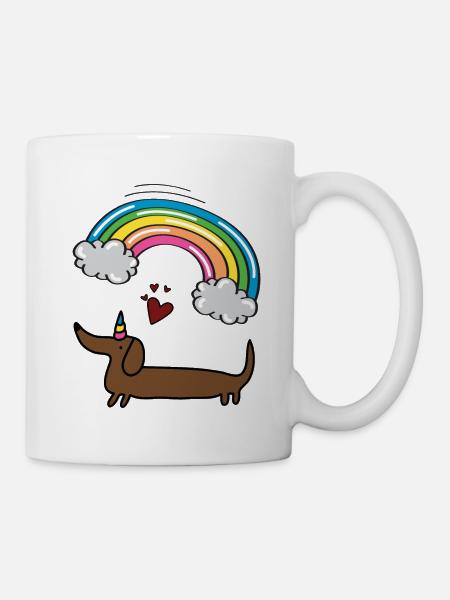 Einhorndackel - Tasse - Weiß