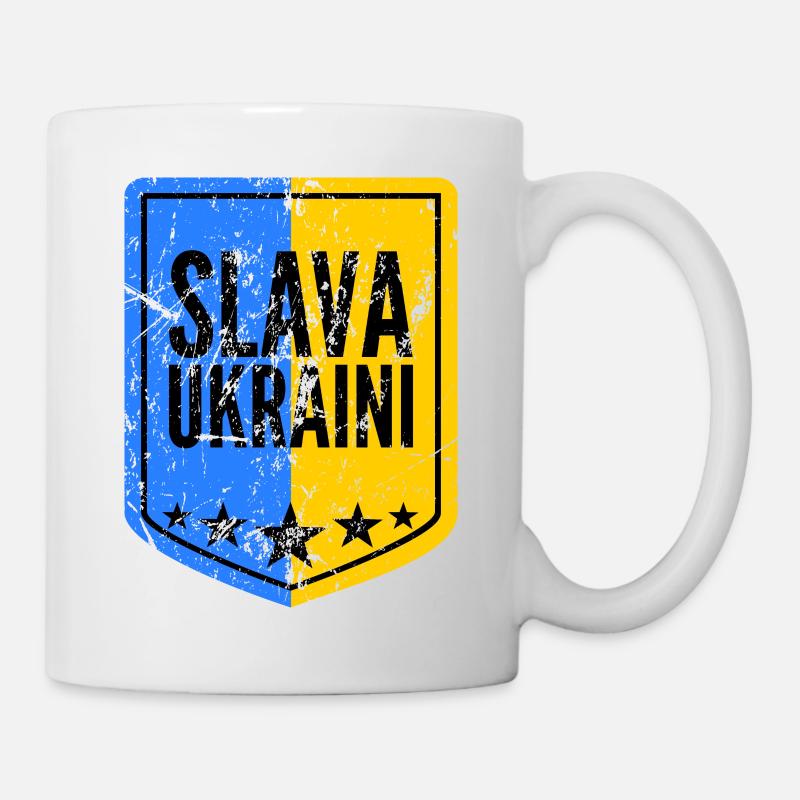 Ukraine Slava Ukraini Wappen - Tasse - Weiß