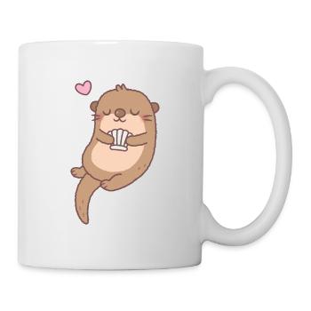 Loutre mignonne avec coquillage - Mug blanc - blanc - Droite