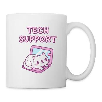 Cute White Cat Resting On Laptop Tech Support - Mug - white - Right