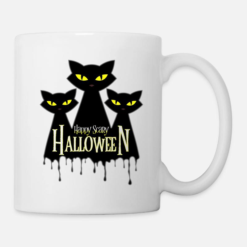 Halloween Katze - Tasse - Weiß
