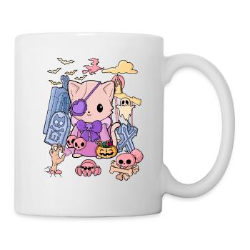 Pastel Goth Katze Creepy Gruselig Kawaii Horror - Tasse - Weiß - Rechts