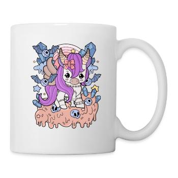 Creepy Kawaii Einhorn Pastel Goth Gruselig Horror - Tasse - Weiß - Rechts