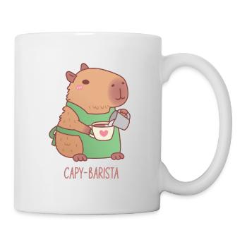 Cute Capybara Barista Preparing Coffee - Mug - white - Right
