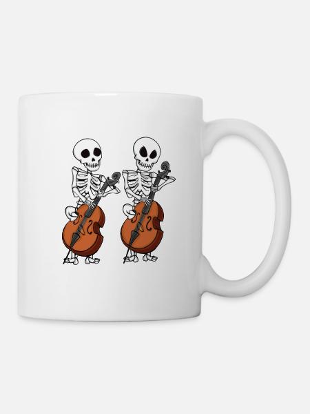 Kontrabass Skelette Orchester Big Band Kontrabass - Tasse - Weiß