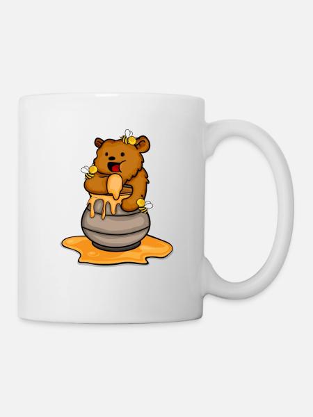 Bär Geschenk Kinder Honig Grizzly Bär - Tasse - Weiß