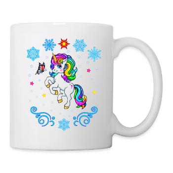 colorful unicorn with snowflakes Christmas 2022 - Mug - white - Right