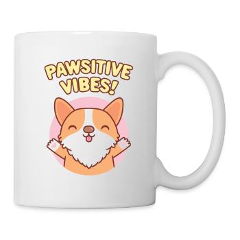 Mignonne Corgi Pawsitive Vibes Drôle - Mug blanc - blanc - Droite