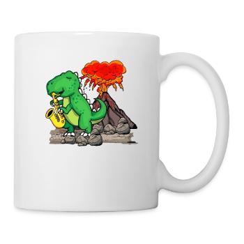 Jazz Musik Orchester Kinder Dinosaurier Saxophon - Tasse - Weiß - Rechts
