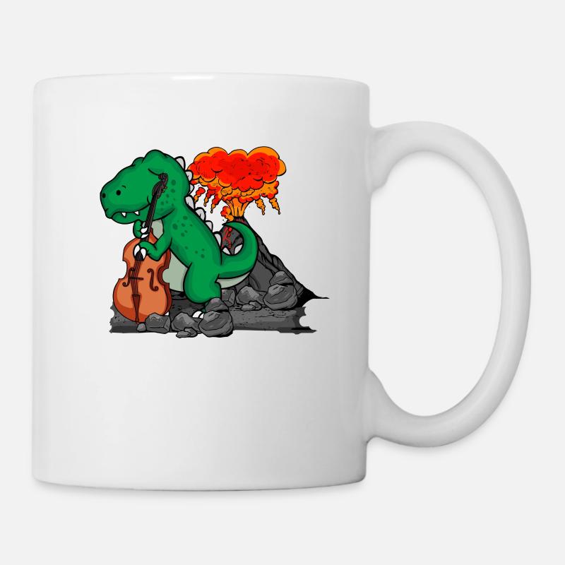 Dinosaurier Musiker Big Band Orchester Kontrabass - Tasse - Weiß
