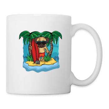 Mops Geschenk Frauen Strandurlaub Hundeliebhaber - Tasse - Weiß - Rechts