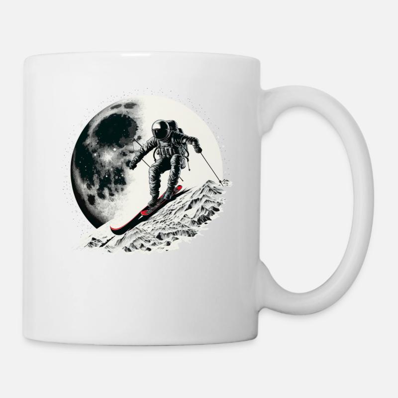 Ski Astronomisch - Skifahrer auf dem Mond - Tasse - Weiß