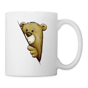 Funky Comic Bear regarde au coin de la rue Brown Bear - Mug blanc - blanc - Droite