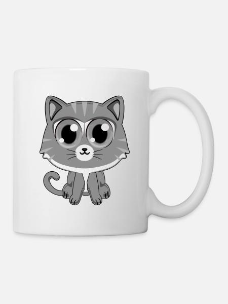 Chat gris - Mug blanc - blanc
