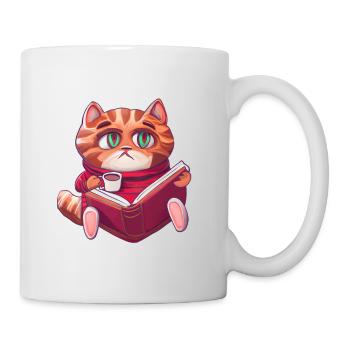 Chat Lire des livres Livre - Mug blanc - blanc - Droite