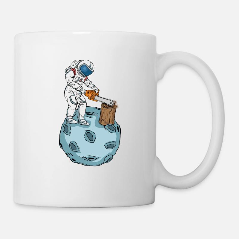 Astronaut Kettensäge Männer Baumpfleger Holzfäller - Tasse - Weiß