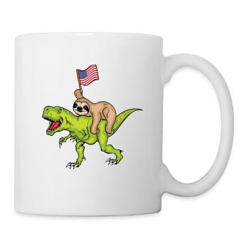 Dinosaurier Geschenk 4th Of July Faultier USA - Tasse - Weiß - Rechts