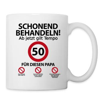50 Geburtstag Papa Vater Geburtstagsgeschenk - Tasse - Weiß - Rechts