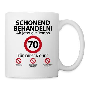70. Geburtstag Chef Geburtstagsgeschenk mit Spruch - Tasse - Weiß - Rechts