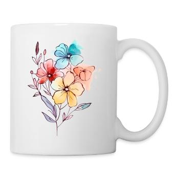 Blumen Wildblumen Wasserfarben pastell - Tasse - Weiß - Rechts