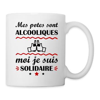 Mes potes sont alcooliques, humour, drôle,citation - Mug blanc - blanc - Droite