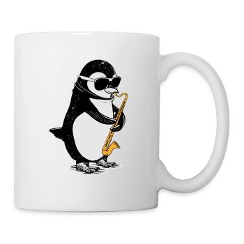 Bassklarinette Pinguin Big Band Kinder Orchester - Tasse - Weiß - Rechts
