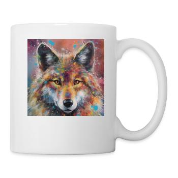 Modern & Colourful Wolf Wall Art by Bodhi - Mug - white - Right