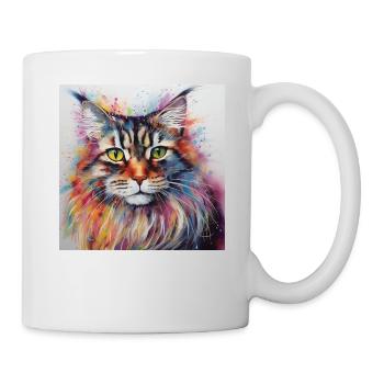 Colourful Maine Coon Cat - Mug - white - Right