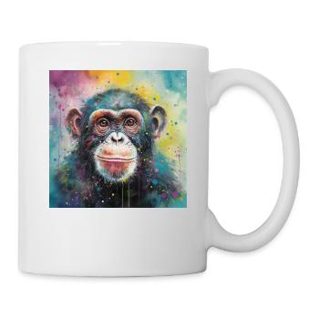 Modern & Colourful Chimpanzee Wall Art by Bodhi - Mug - white - Right